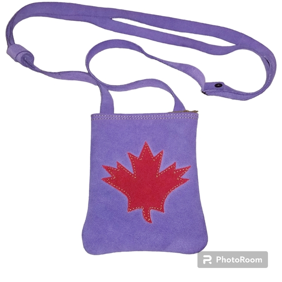Purple Suede Leather Like Crossbody Purse Bag - Picture 1 of 4